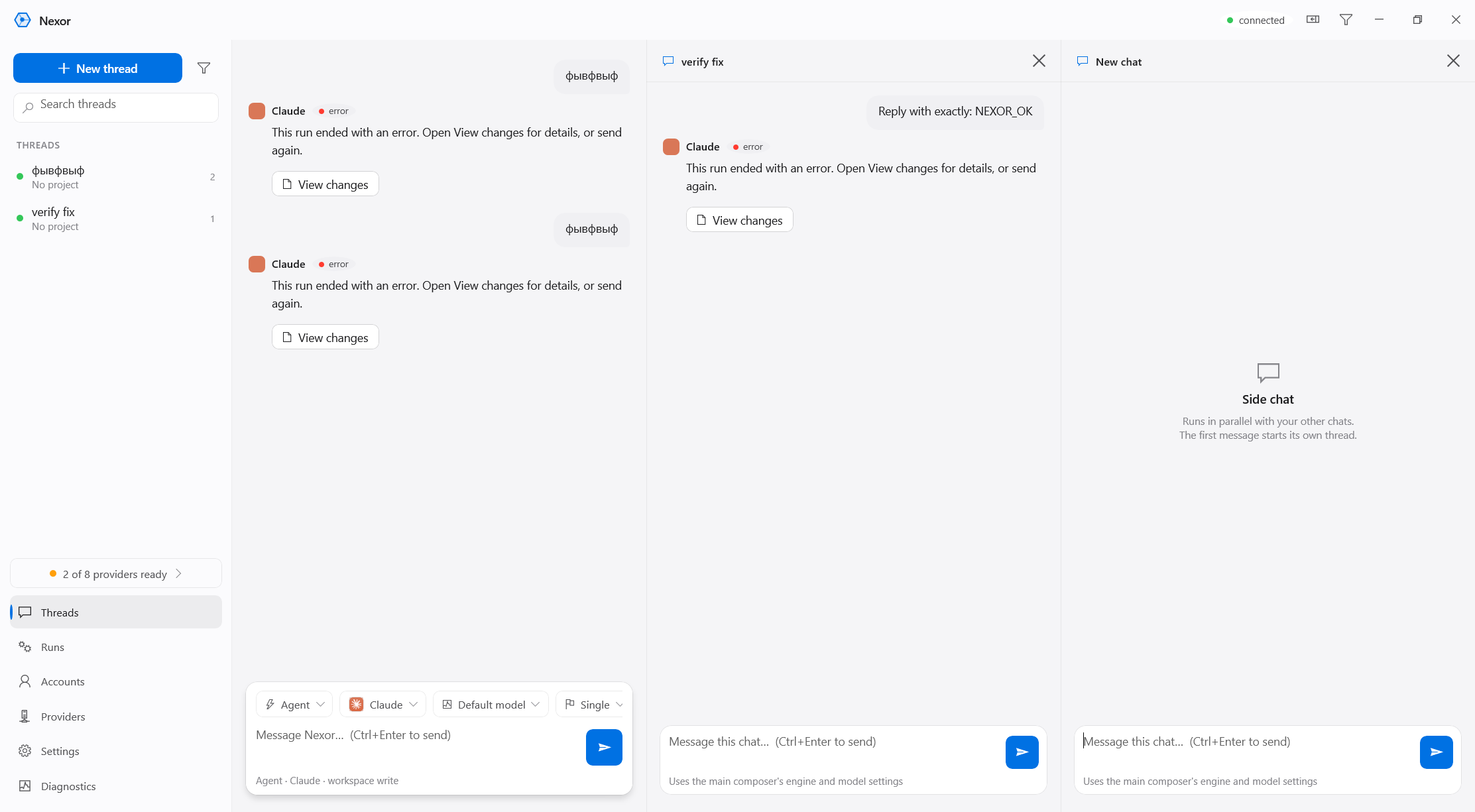 Three chats side by side in Nexor